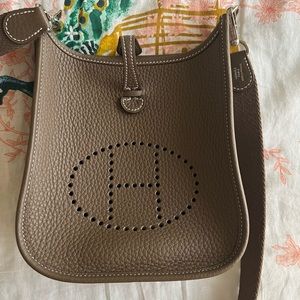 Hermès mini Evelyn stamp u 2022 etoupe Color palladium hardware